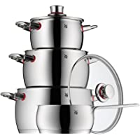 Los mejores  - WMF Quality One - Batería de cocina- 4 piezas- cazo Ø16cm (1-7 litros)- 3 cazuelas altas Ø16cm (2-0 litros)- Ø20cm (4-1…